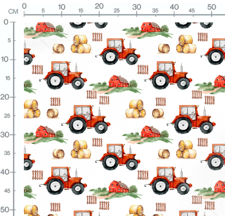 Stoffmuster Traktor rot