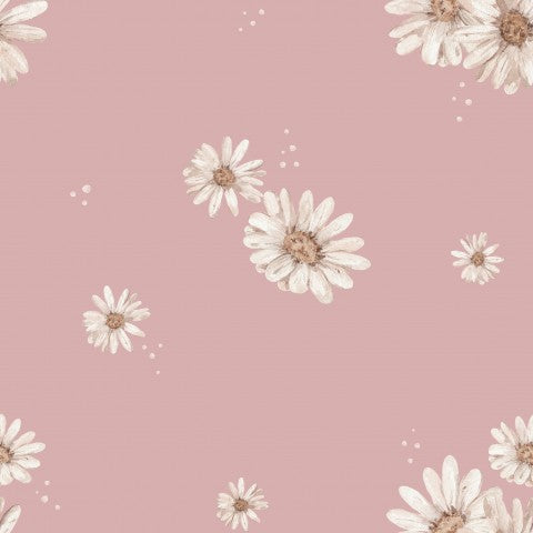 Stoffmuster Gänseblümchen rosa