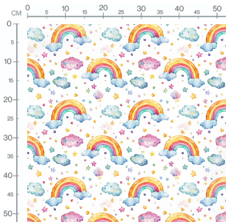 Stoffmuster Regenbogen Einhorn Kombi