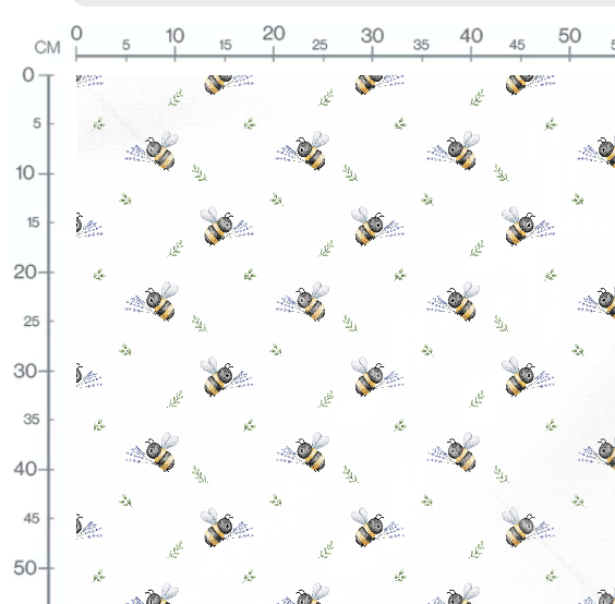 Stoffmuster Biene Lavendel