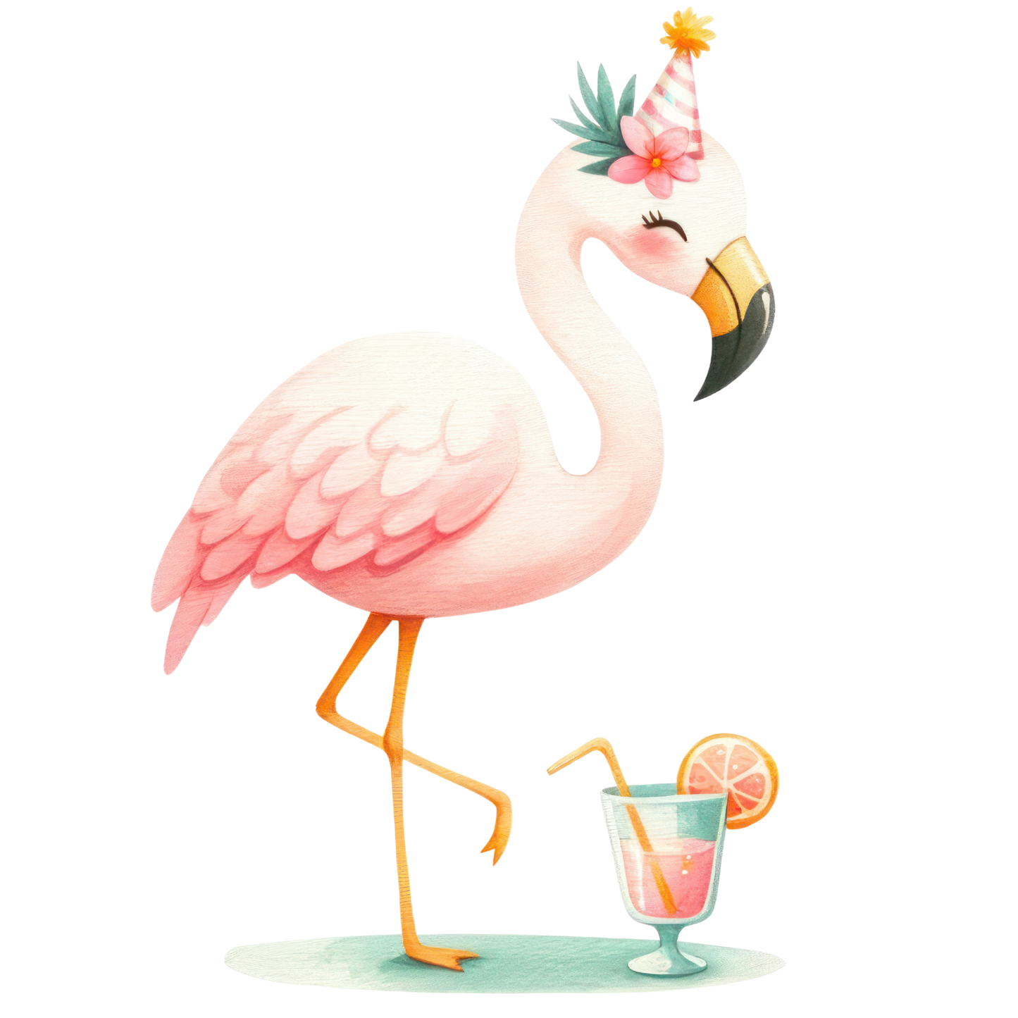 Bügelbild Geburtstags Flamingo