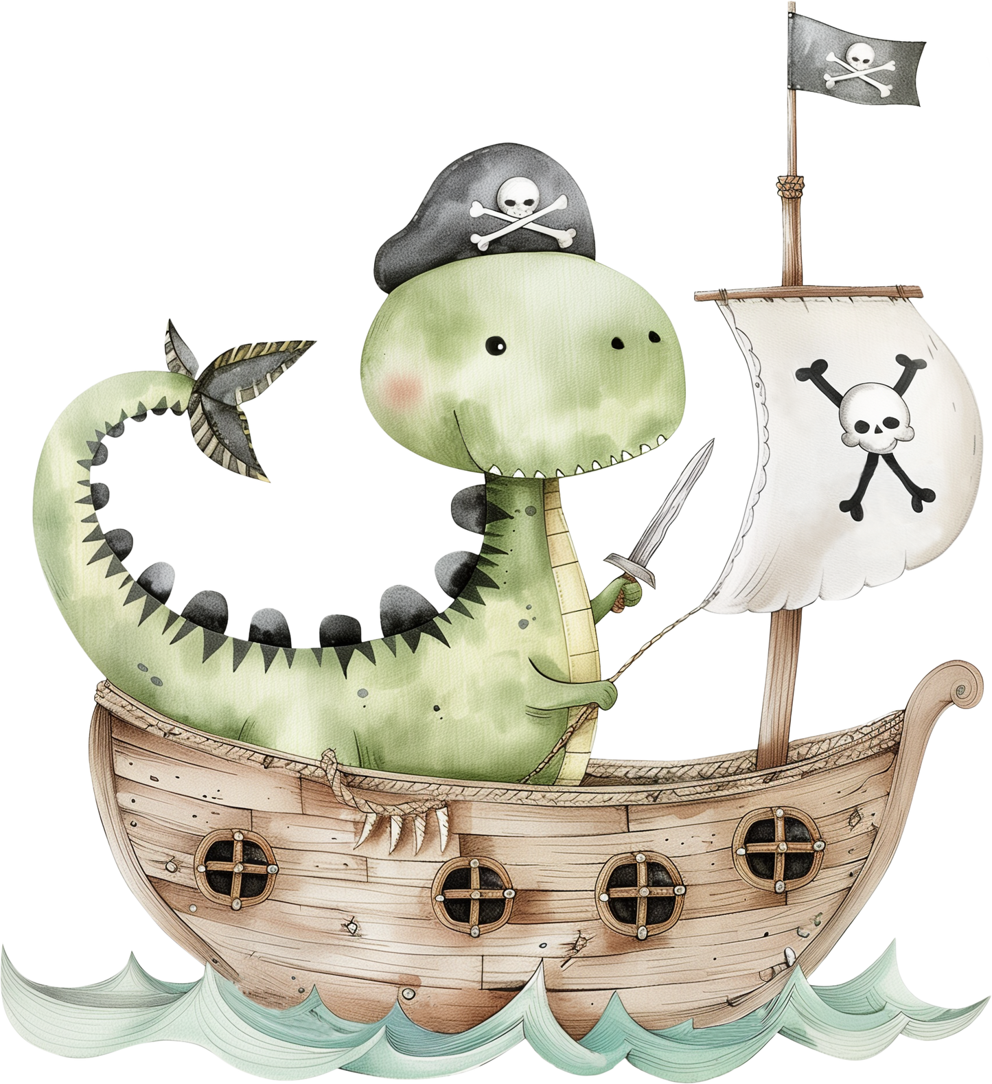 Bügelbild Dino Pirat