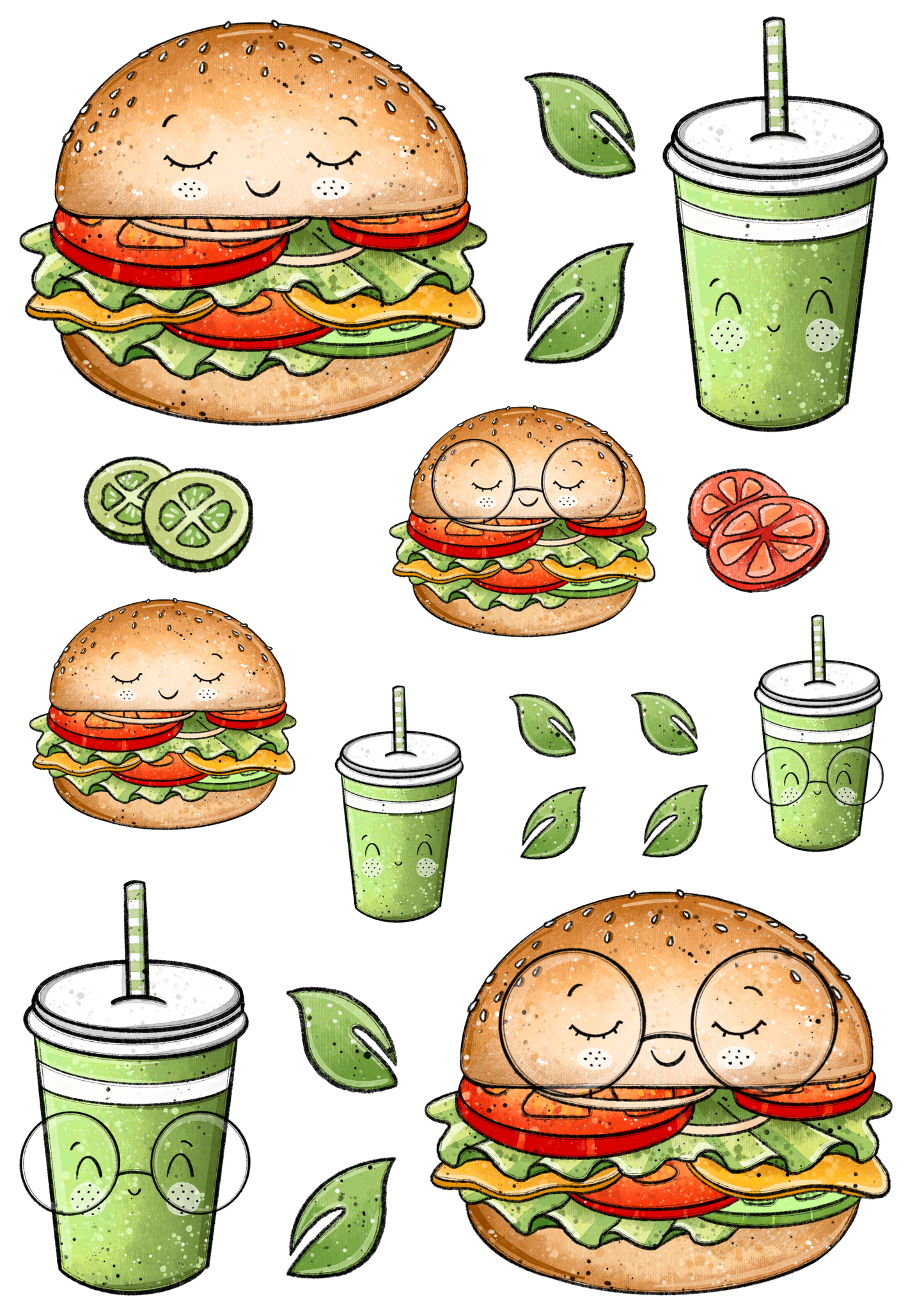 Bügelbildbogen Hamburger