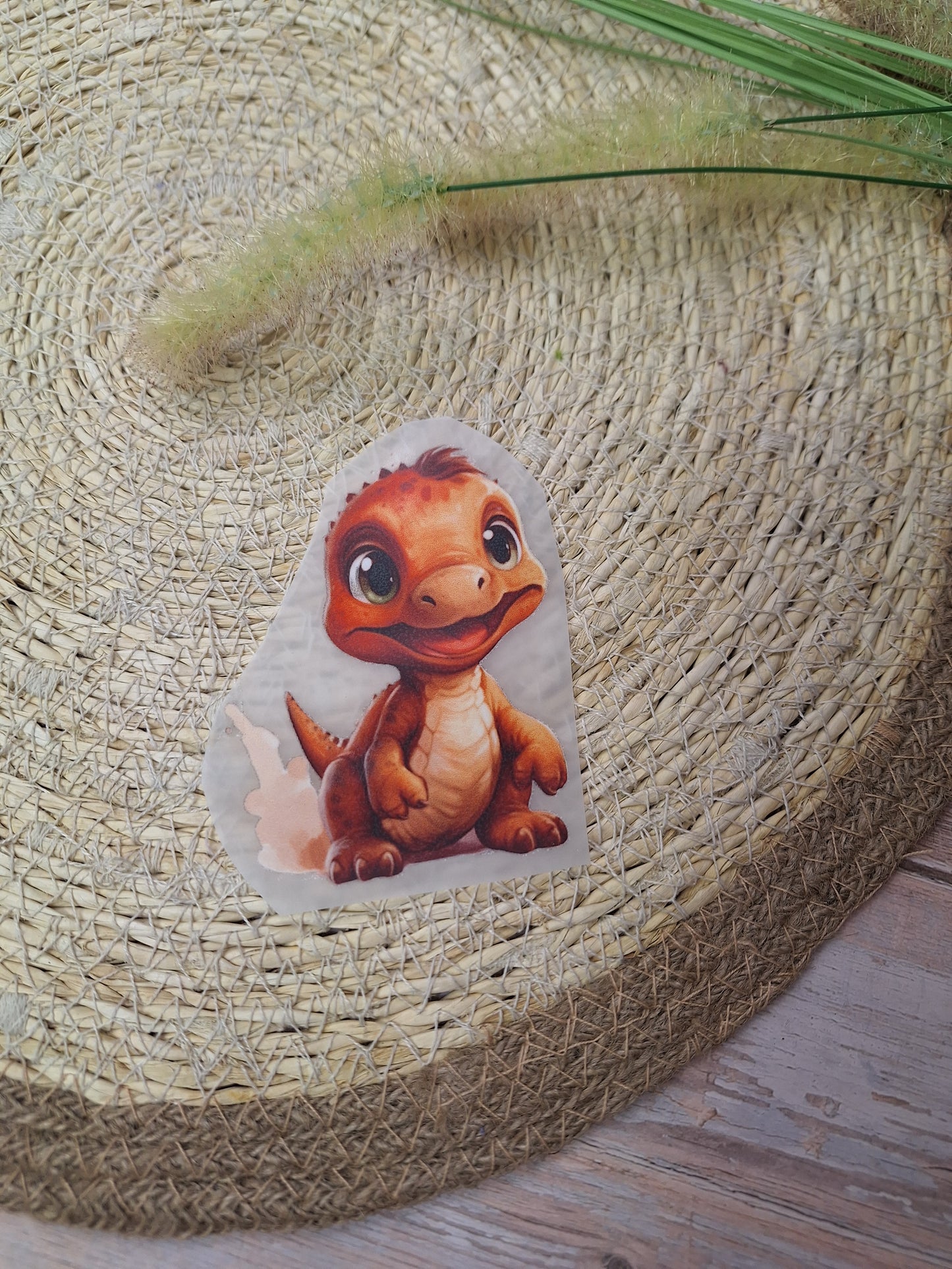 Bügelbild Dinobaby red