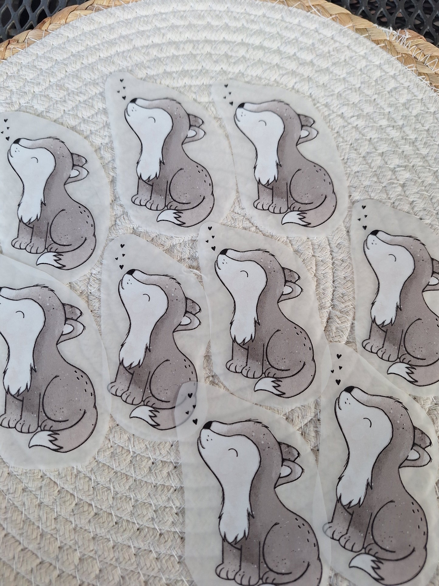 Bügelbild Wölfchen mit Herze