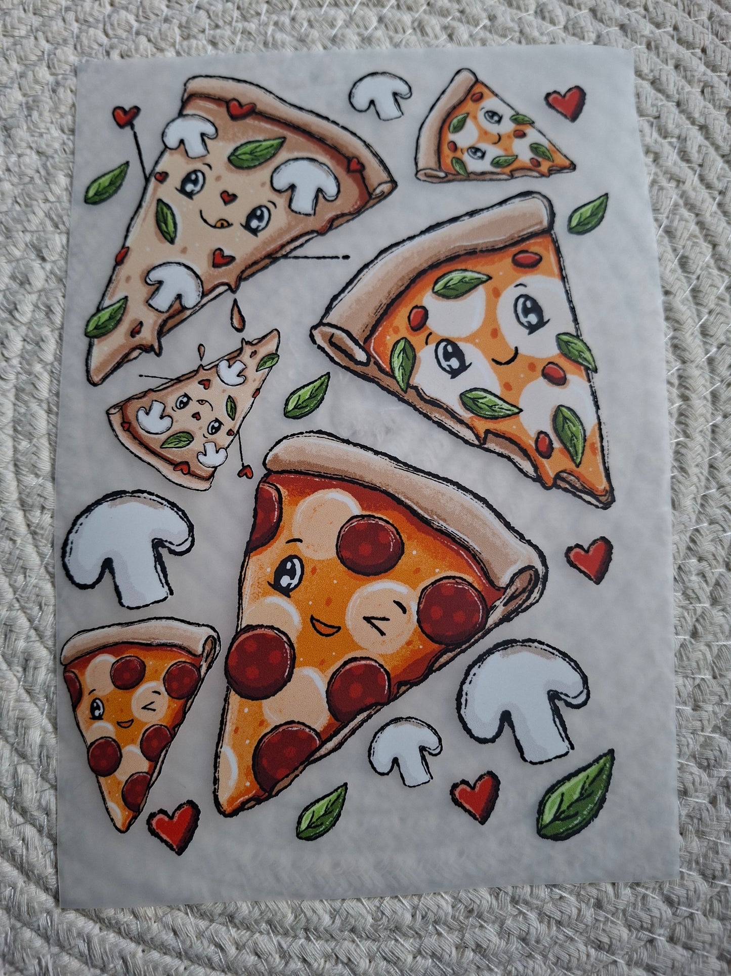 Bügelbildbogen Pizza