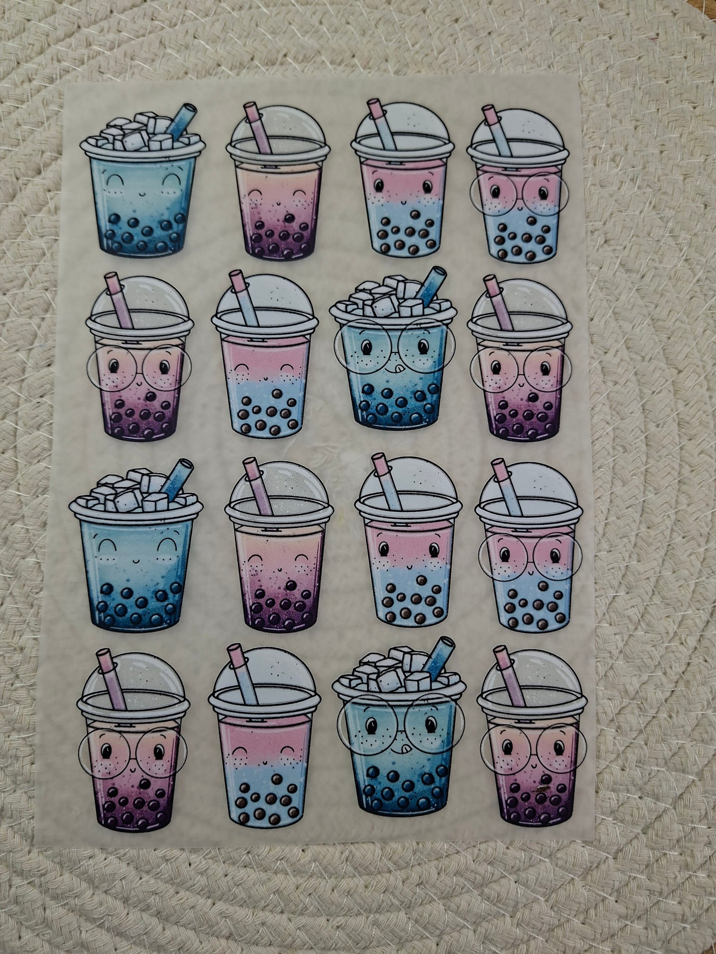 Bügelbildbogen Bubble Tea