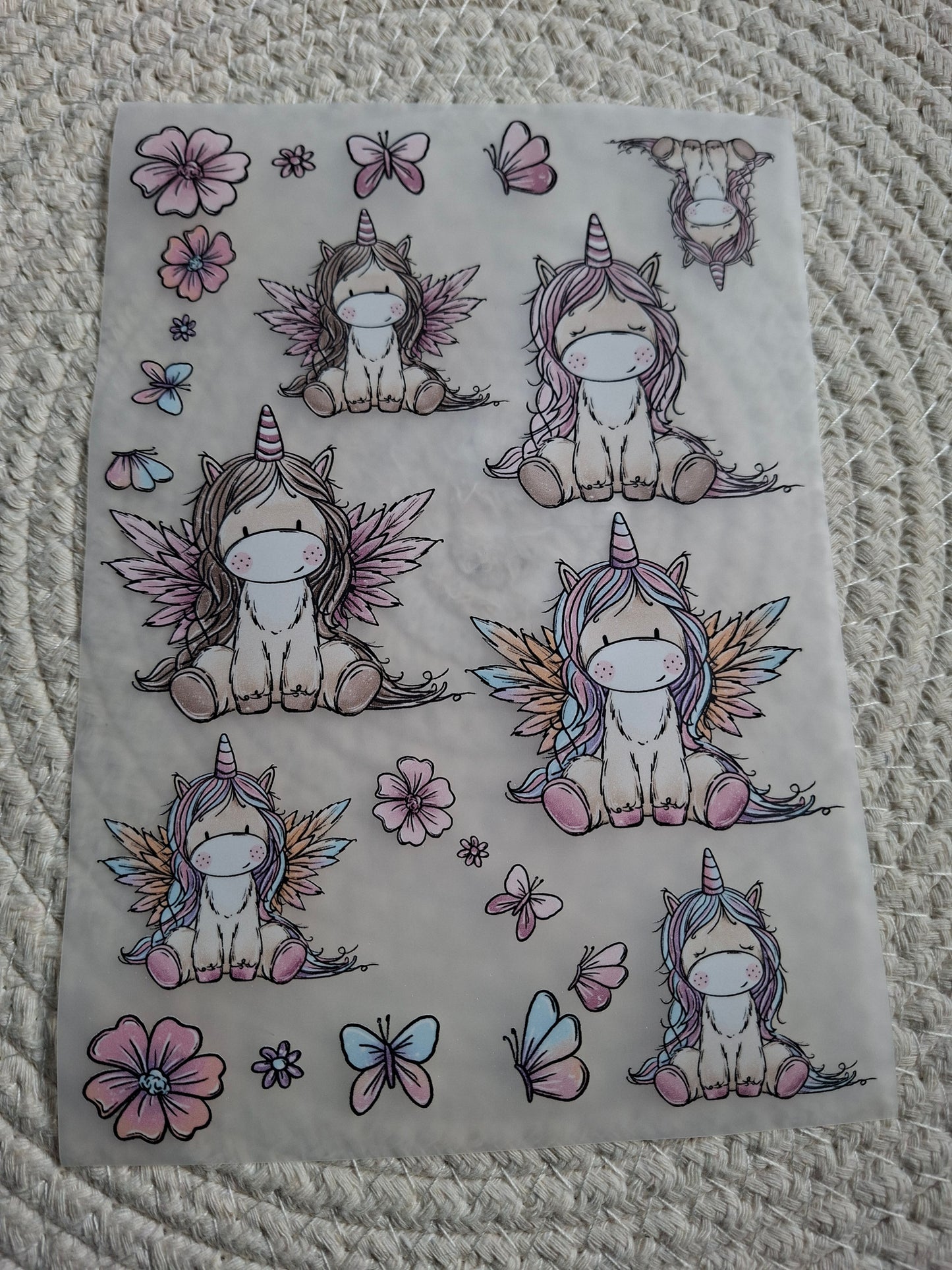 Bügelbildbogen Einhorn