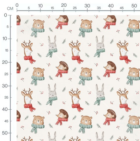 Stoffmuster Winterfreunde beige