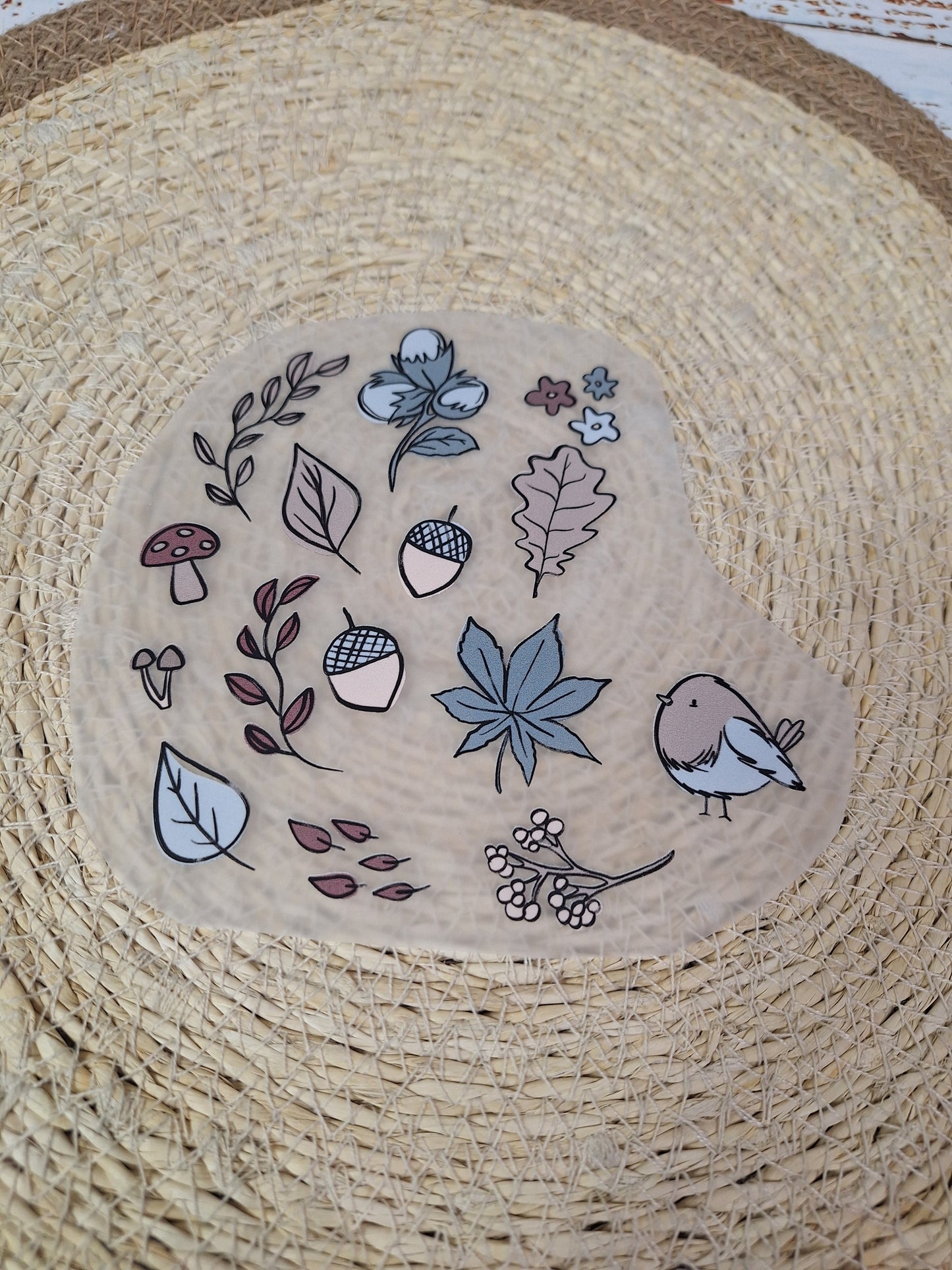 Bügelbild Herbst Vogel