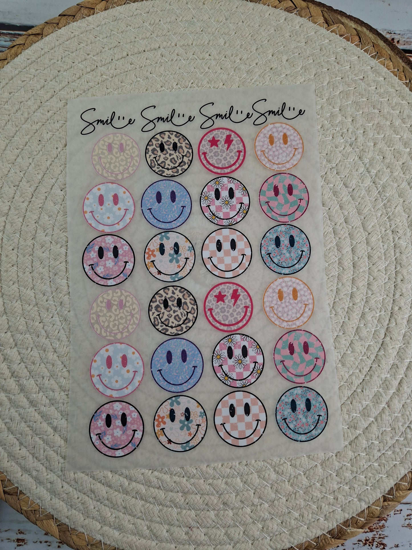 Bügelbildbogen Smileys