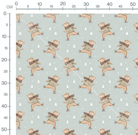 Stoffmuster Schlittschuh Bär