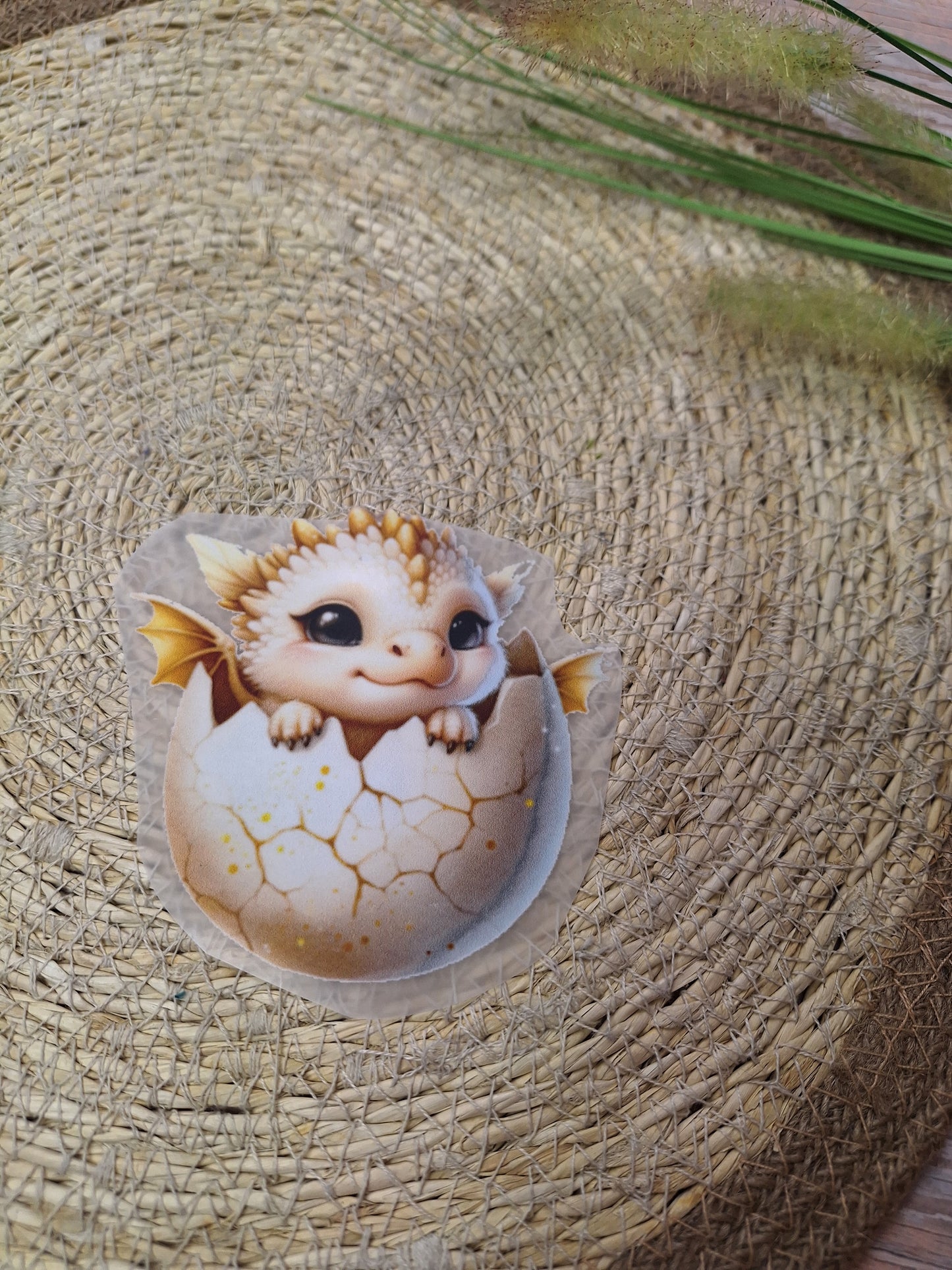 Bügelbild Hallo Drachenbaby gold