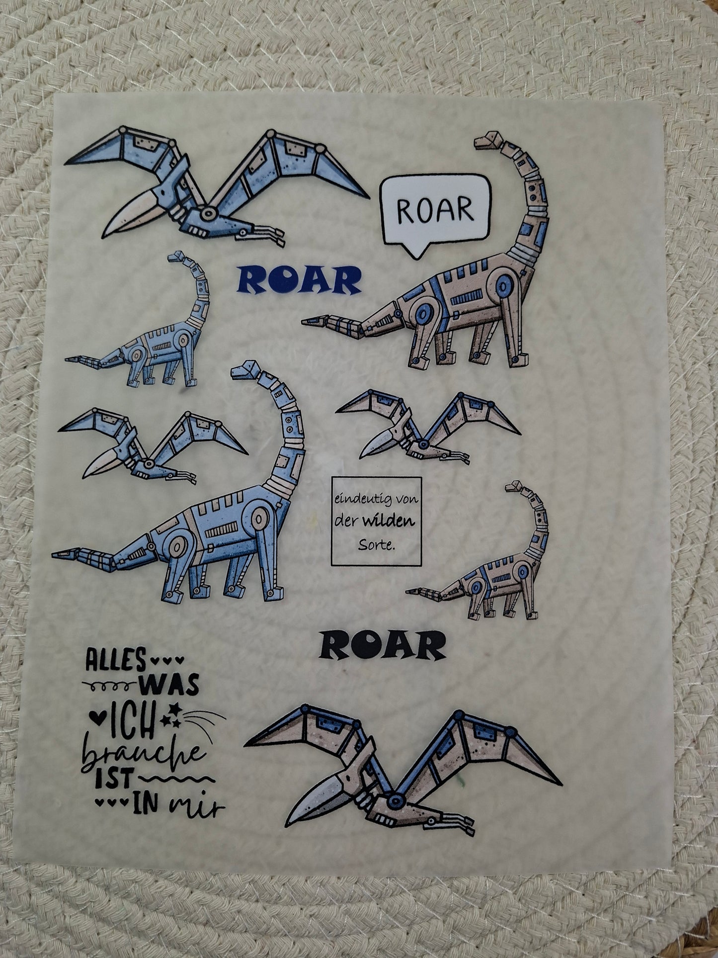 Bügelbildbogen Robo Dino