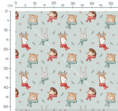 Stoffmuster Winter Freunde