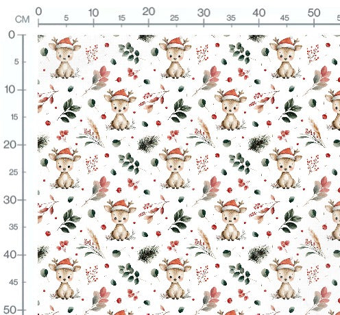 Stoffmuster Reh Winterblätter