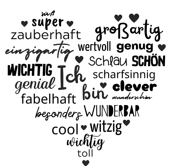 Bügelbild Ich bin Herz