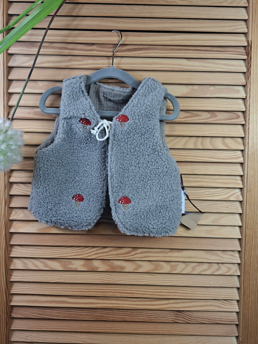 Wohlfühlweste Größe 104 Pilze beige