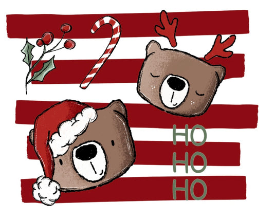 Bügelbild Streifen HO HO HO rot