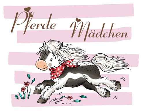 Bügelbild Streifen Pferde Mädchen 1