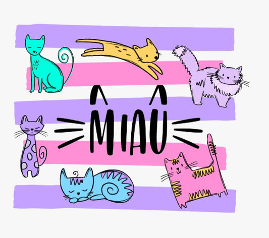 Bügelbild Streifen MIAU
