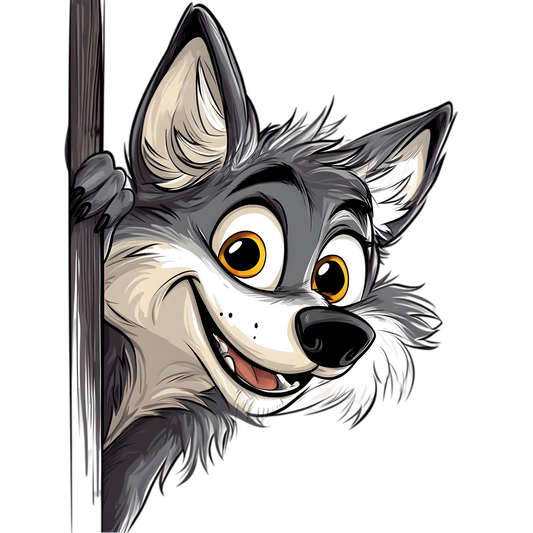 Bügelbild neugieriger Wolf