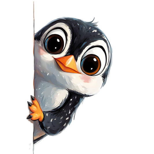 Bügelbild neugieriger Pinguin