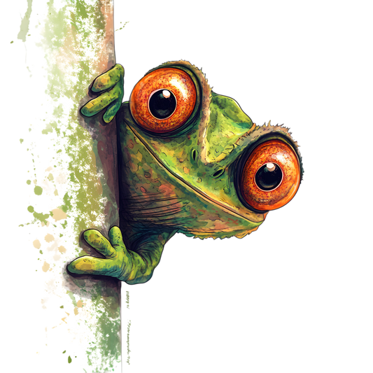 Bügelbild neugieriger Frosch