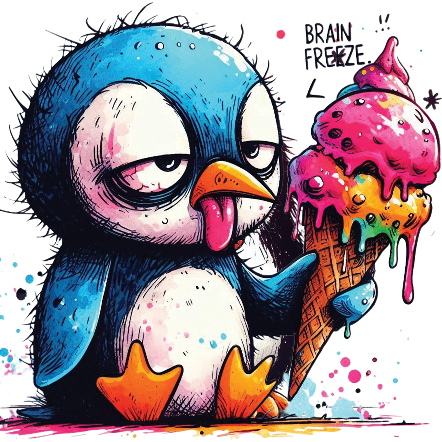 Bügelbild Muffel  Pinguin mit Eis