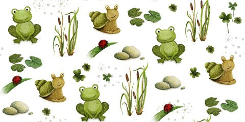 Stoffmuster Frosch Teich