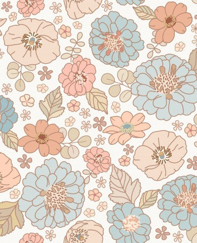 Stoffmuster Retro Flower