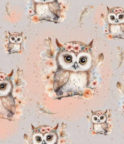 Stoffmuster Exklusiv Boho Eule Sand