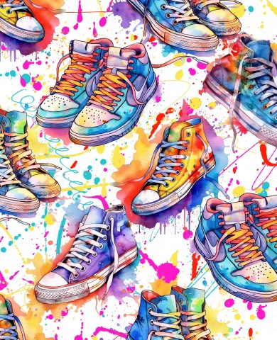 French Terry Reststück 1,1 Meter bunte Schuhe