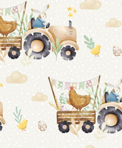 Stoffmuster Hase Huhn