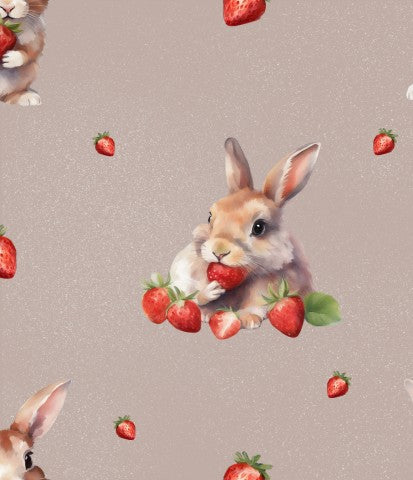 Stoffmuster Erdbeer Hase