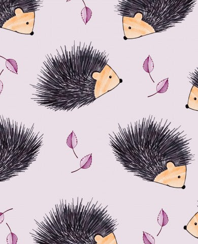 Stoffmuster Igel Lila