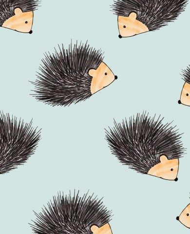 Stoffmuster Igel blau