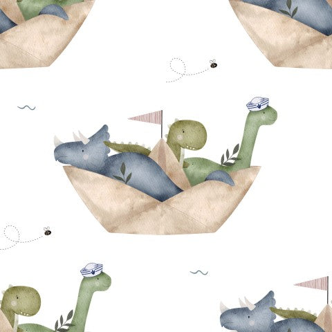 Stoffmuster Dino Schifffahrt Exklusiv