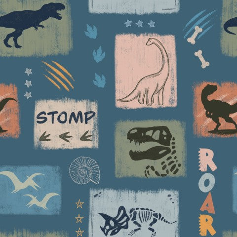 Stoffmuster Dino Stempel Exklusiv