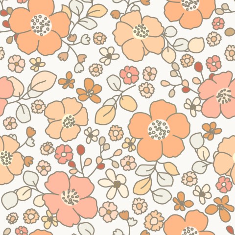 Stoffmuster Retro Wild Flower