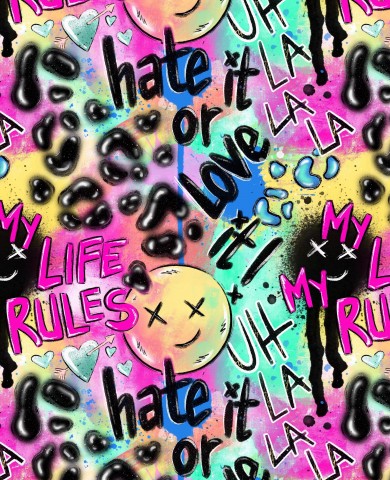 Stoffmuster My Rules Klein/Pink