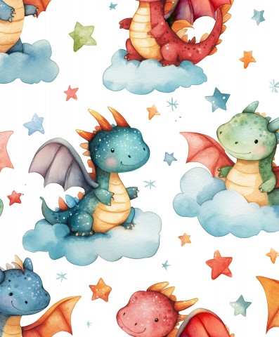 Stoffmuster Drachen Freude
