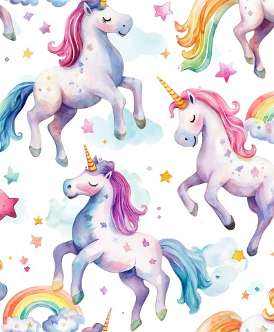Stoffmuster Regenbogen Einhorn