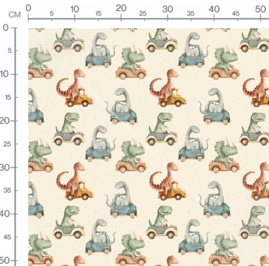 Stoffmuster Exklusiv Dino Car Liebe