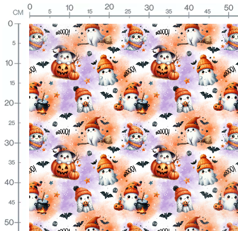 Stoffmuster Boohoo Halloween lila