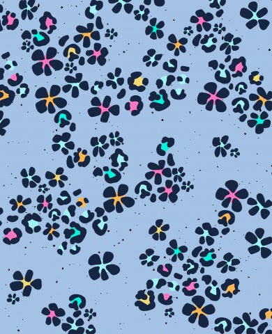 Stoffmuster Exklusiv Blumen Meer blau