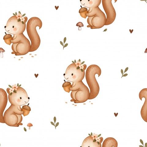 Stoffmuster Boho Eichhörnchen