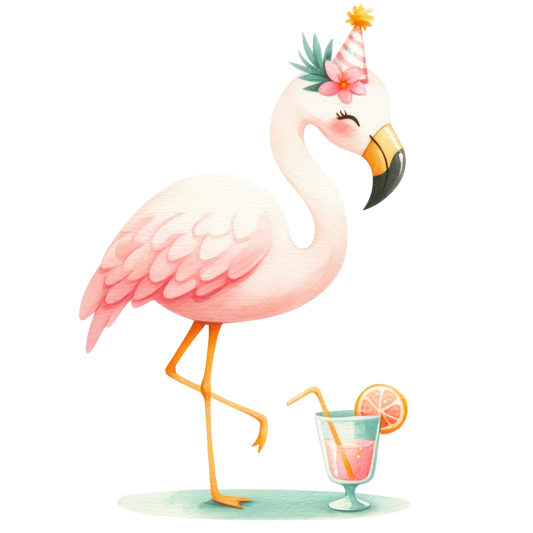 Bügelbild Geburtstags Flamingo