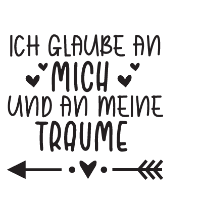 Bügelbild Schriftzug Ich glaub an mich