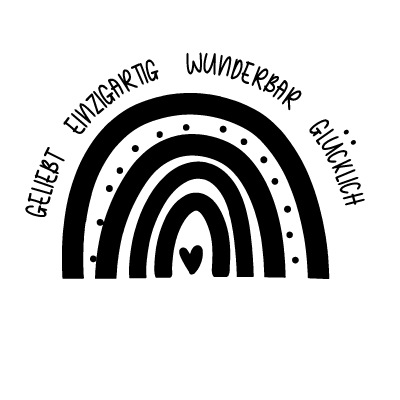 Bügelbild Schriftzug geliebt einzigartig